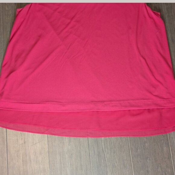 Karl Lagerfeld, High Collar Sleeveless Blouse, Pearl Details, Red, Sz XL - Picture 5 of 10